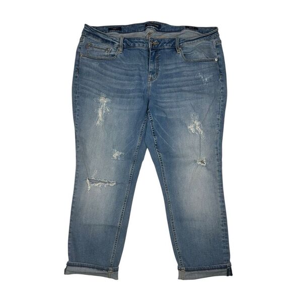 VIGOSS The Chelsea Stretch Cuffed Distressed Denim Blue Jeans Women’s Size 20 - Picture 1 of 13